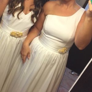 David’s Bridal One shoulder Dress with satin sash